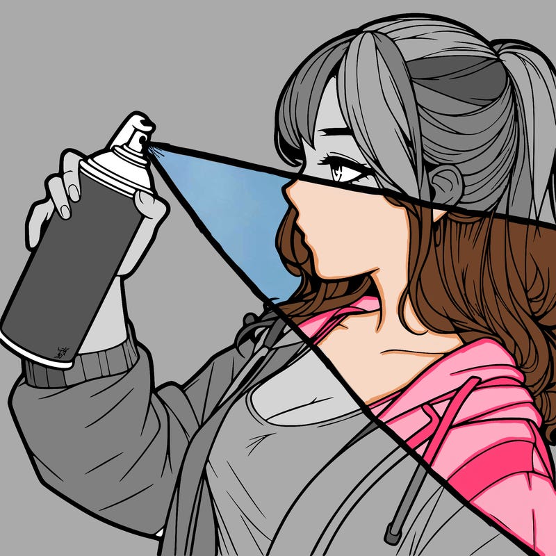 a realistic girl spray, painting
