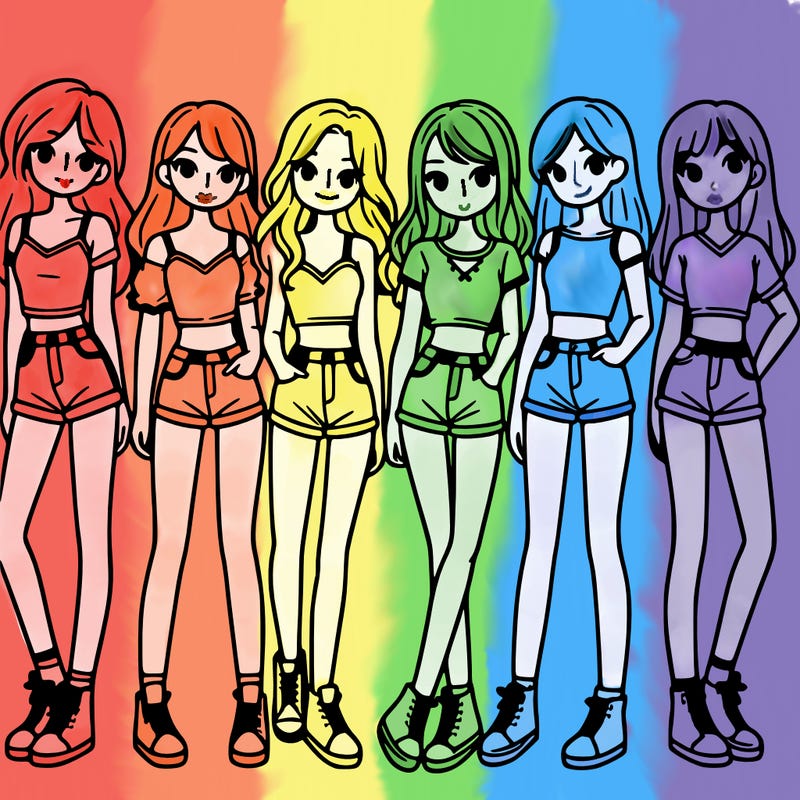 a group of girls wearing crop tops and shorts
