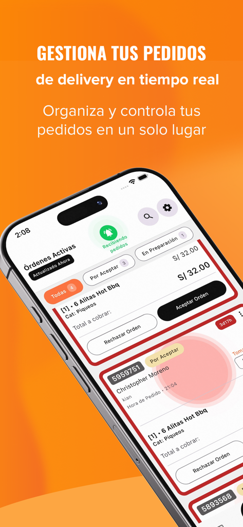 Llamafood Operations - Llamafood Operations app screen showing real time delivery order management for restaurants