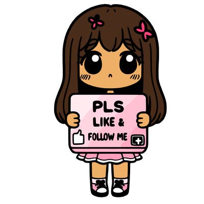 girl holding a sign that says pls like and follow me