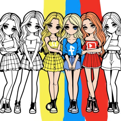 a group of girls realistic