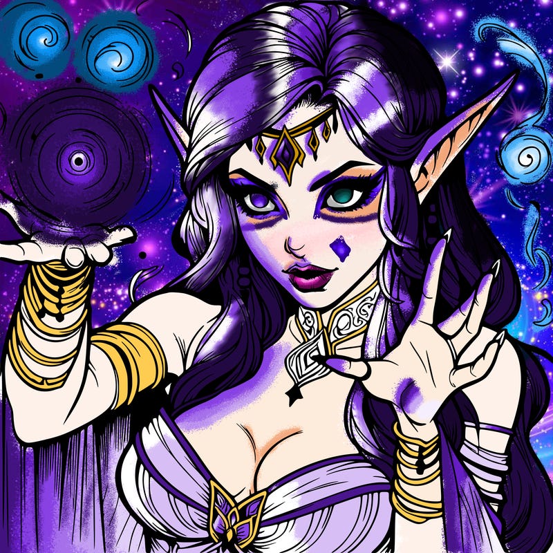 realistic scary beautiful elf sorceress casting spell