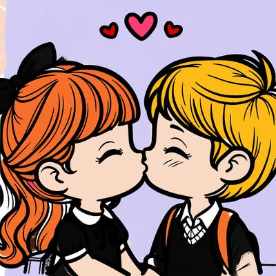 boy and girl kissing