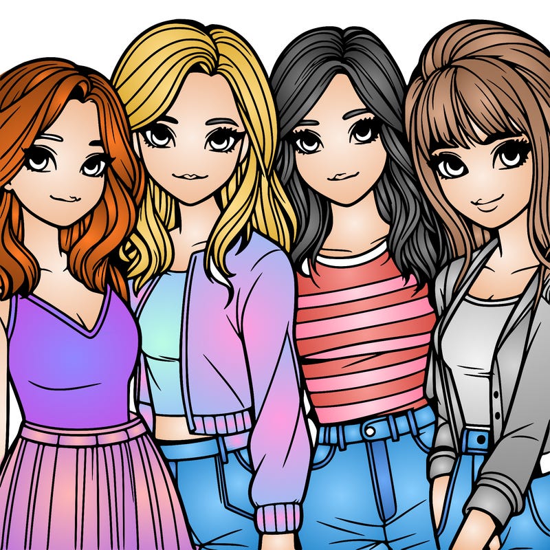 a group of girls realistic