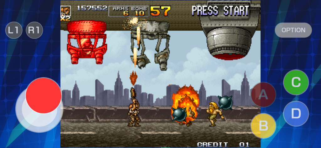 METAL SLUG 4 ACA NEOGEO - Action gameplay of Metal Slug 4 with virtual controls