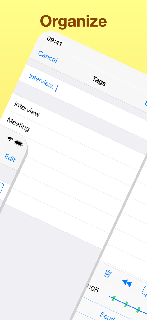 Organizing audio recordings with tags in the Audio Memos app