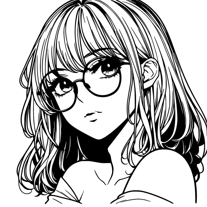 manga woman character with glasses and nice lips