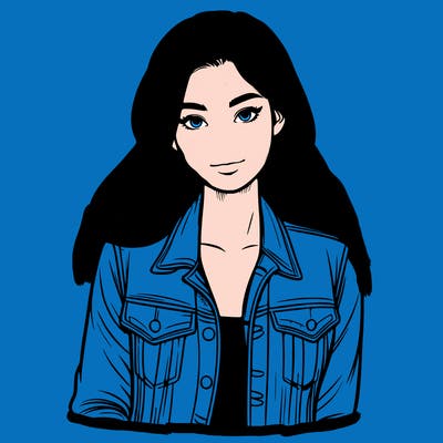 realistic girl with jean jacket