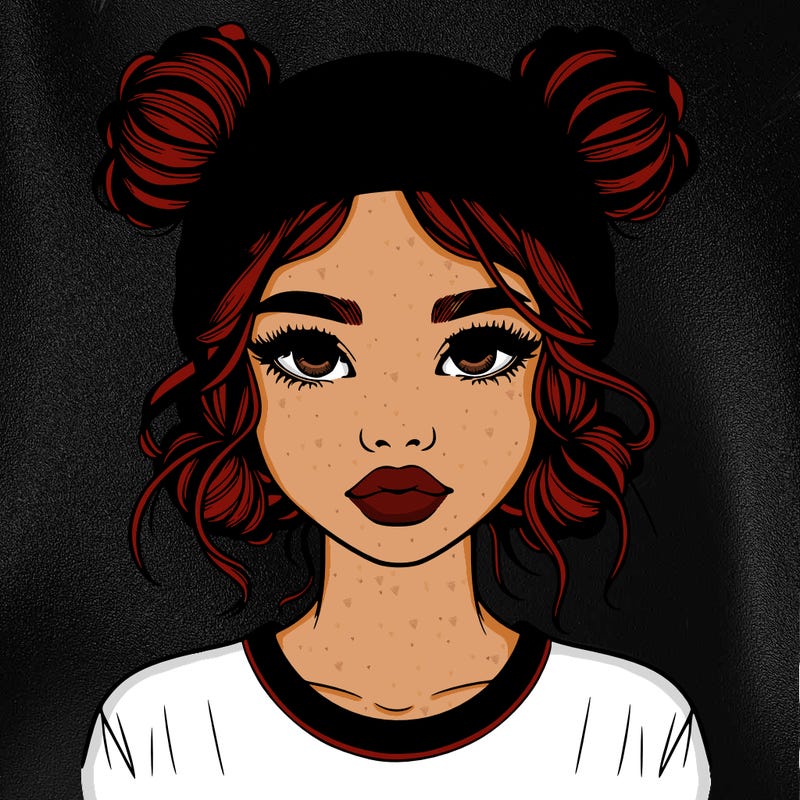 realistic girl with buns in her hair with a beanie on