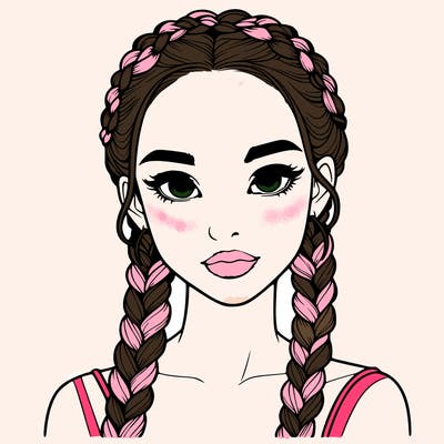 realistic girl with braids