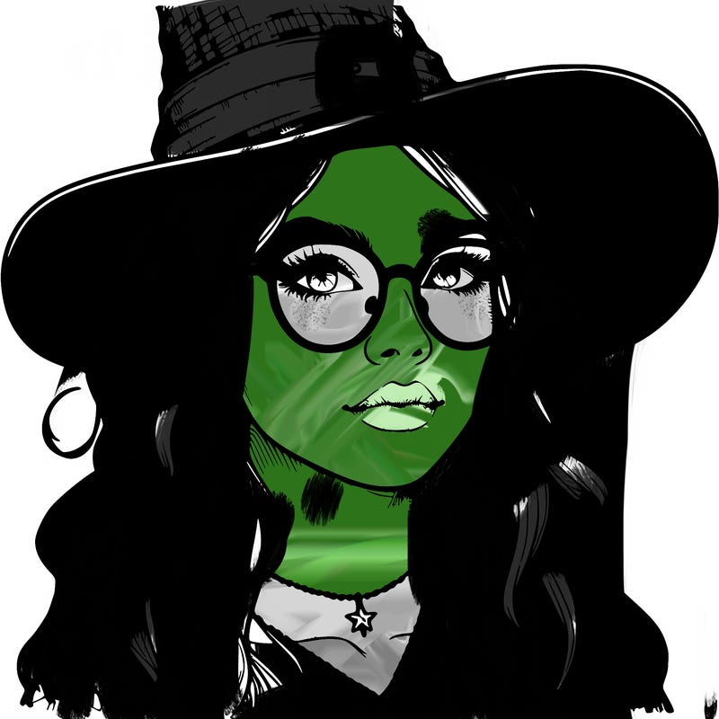 a witch with glasses realistic