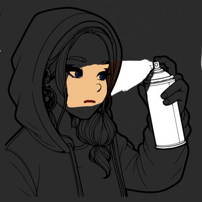 a realistic girl, spray painting