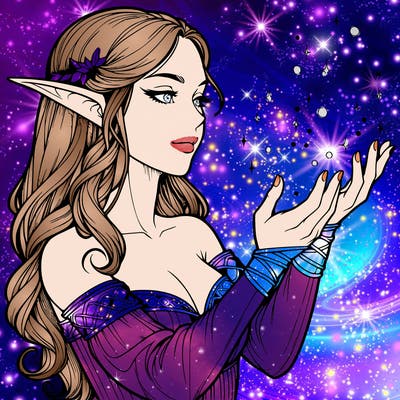 realistic elf girl doing magic