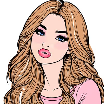 realistic girl with hair on her hair and lips