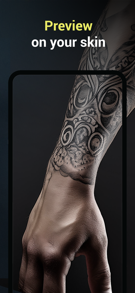 Augmented reality tattoo preview on a forearm