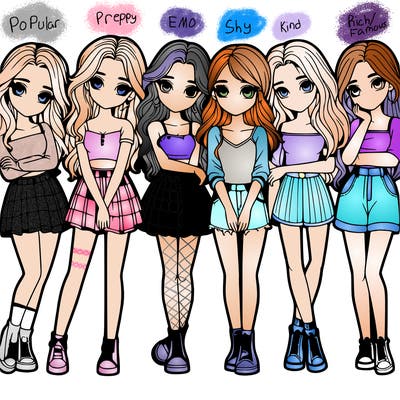 a group of girls realistic