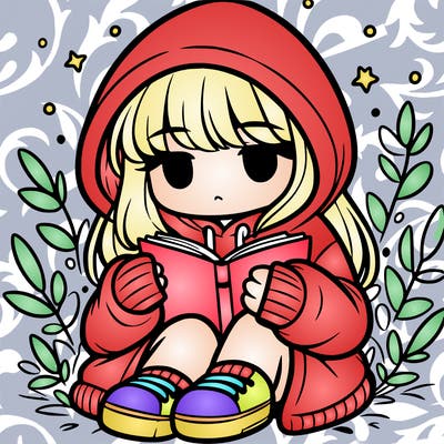 girl in oversized hoodie reading a book