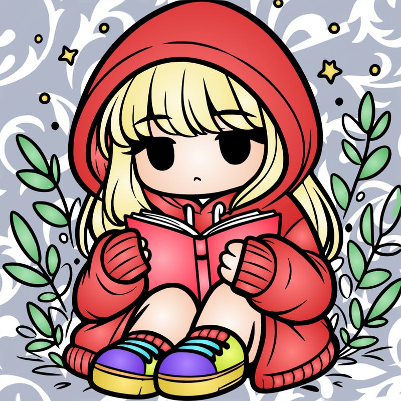 girl in oversized hoodie reading a book