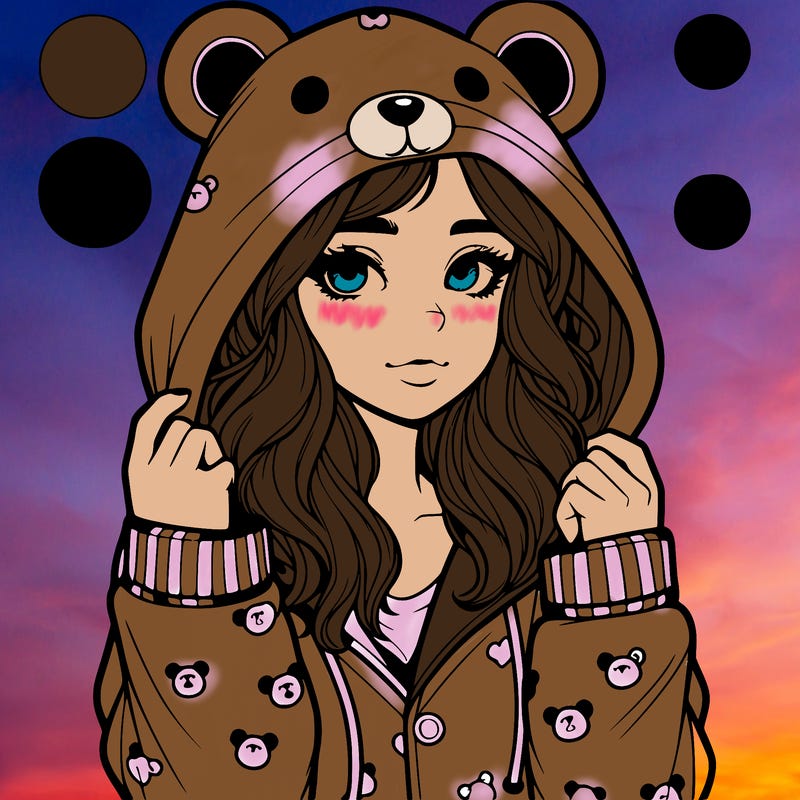 realistic girl in a animal pjs hoodie