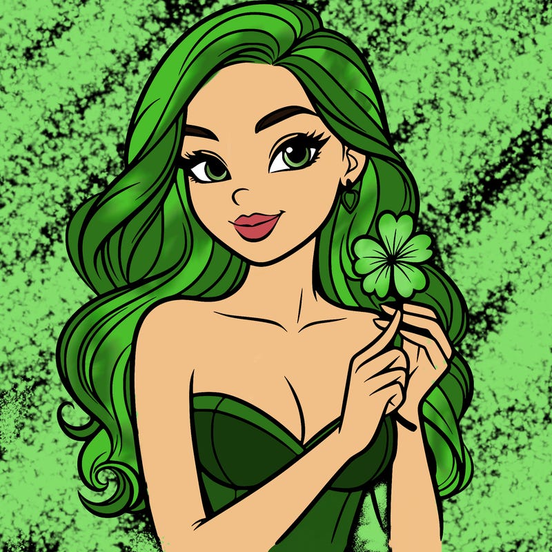 beautiful woman  carrying a clover