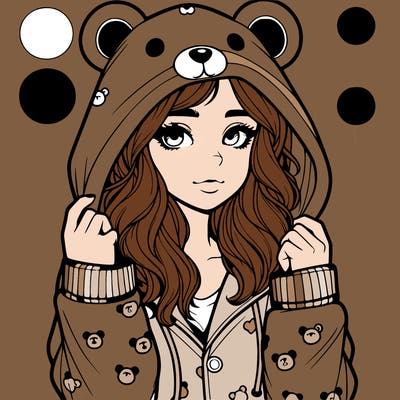 realistic girl in a animal pjs hoodie