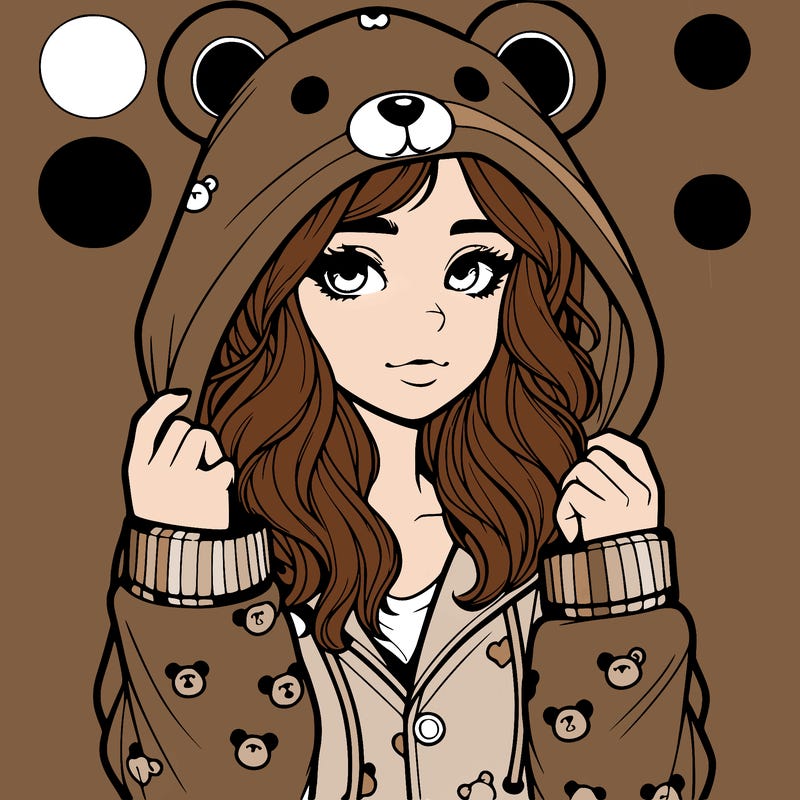 realistic girl in a animal pjs hoodie