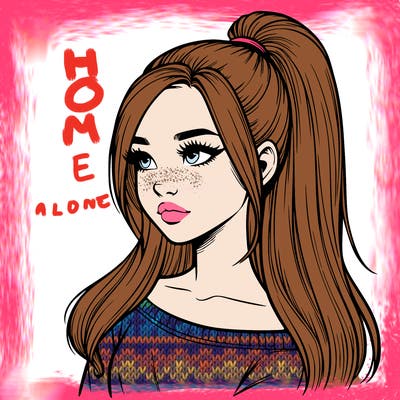 realistic girl with a high ponytail