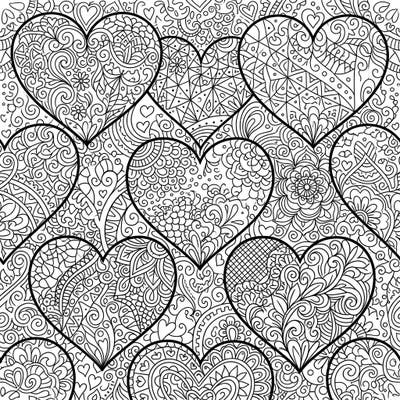 Dive into a world of intricate beauty with this Zentangle Gemstone Hearts coloring page, offering a stunning array of patterns within heart shapes. Perfect for adults seeking a meditative and creatively engaging coloring experience.