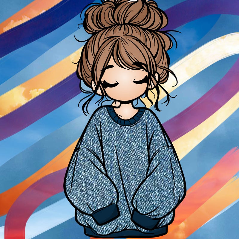 girl with baggy sweatshirt and messy bun