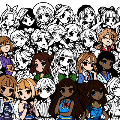 a lot of anime girls deferent