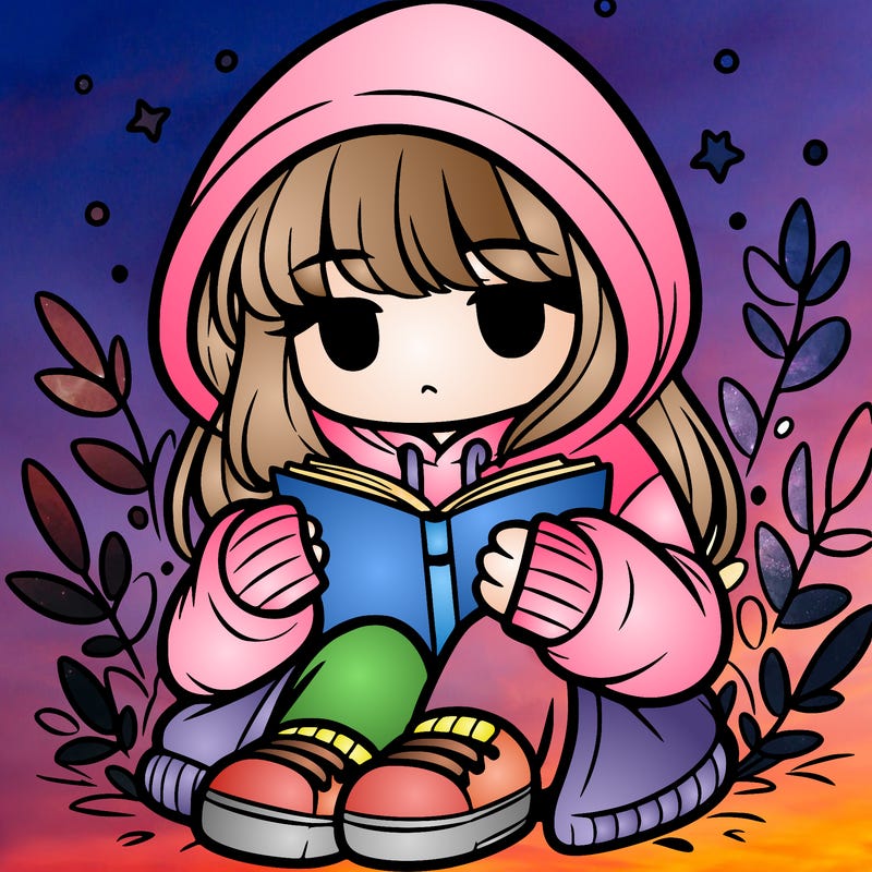 girl in oversized hoodie reading a book