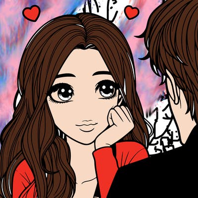 realistic girl staring at her crush