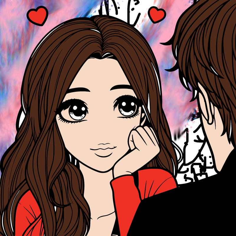 realistic girl staring at her crush