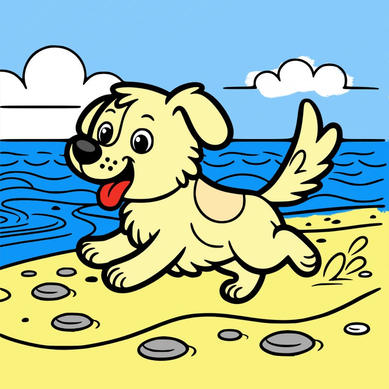 dog running across beach