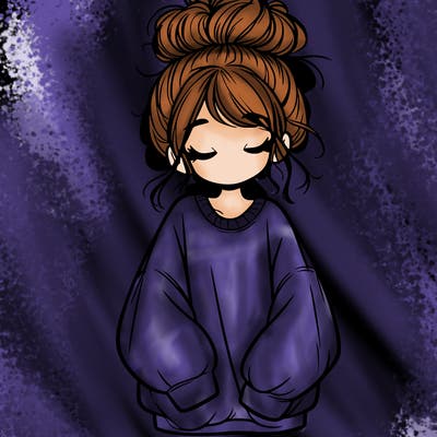 girl with baggy sweatshirt and messy bun