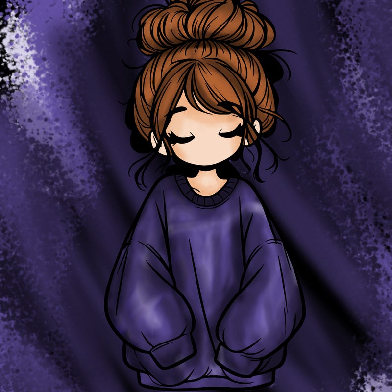 girl with baggy sweatshirt and messy bun