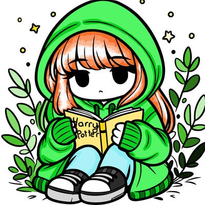 girl in oversized hoodie reading a book