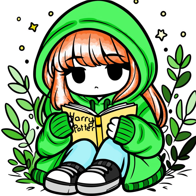girl in oversized hoodie reading a book