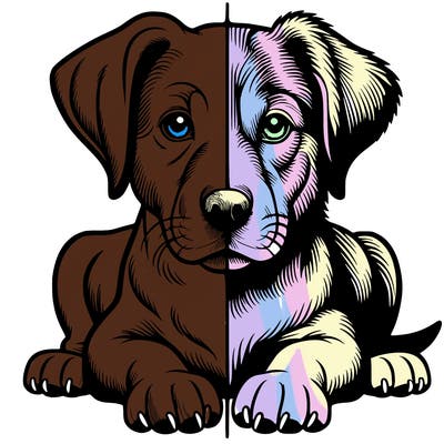 realistic dog split picture