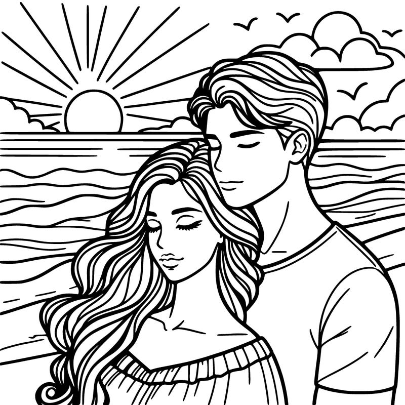 woman and man in sunset