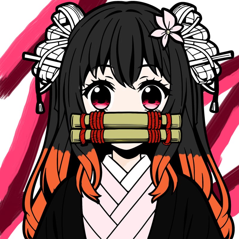 anime girl with bamboo muzzle