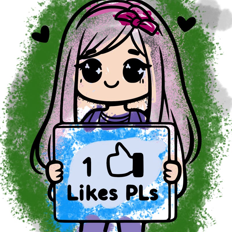 girl holding a sign saying 10 likes pls