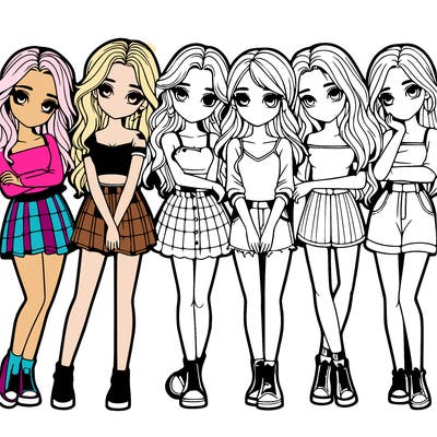 a group of girls realistic