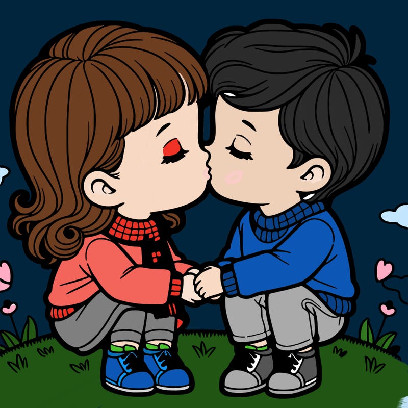 boy and girl kissing