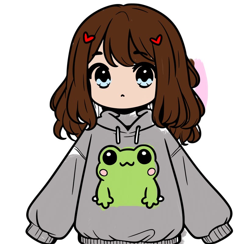 girl wearing frogging sweatshirt