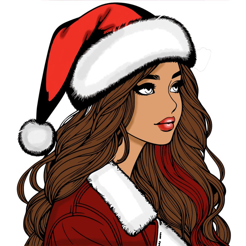 realistic girl in santa hat