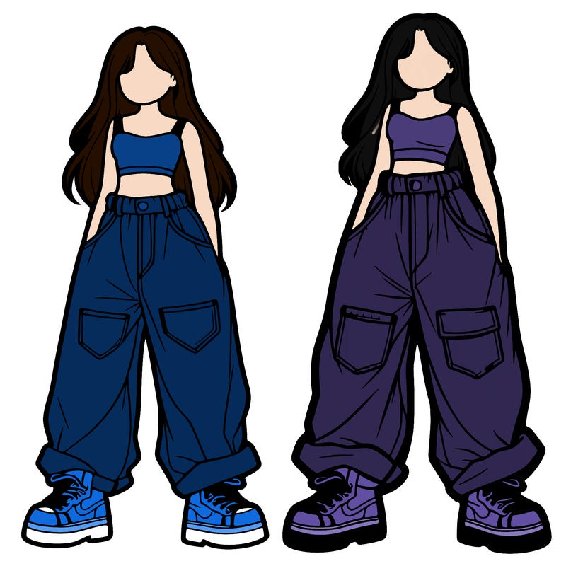 a girl with baggy jeans and crop top