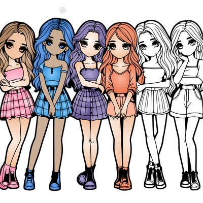 a group of girls realistic