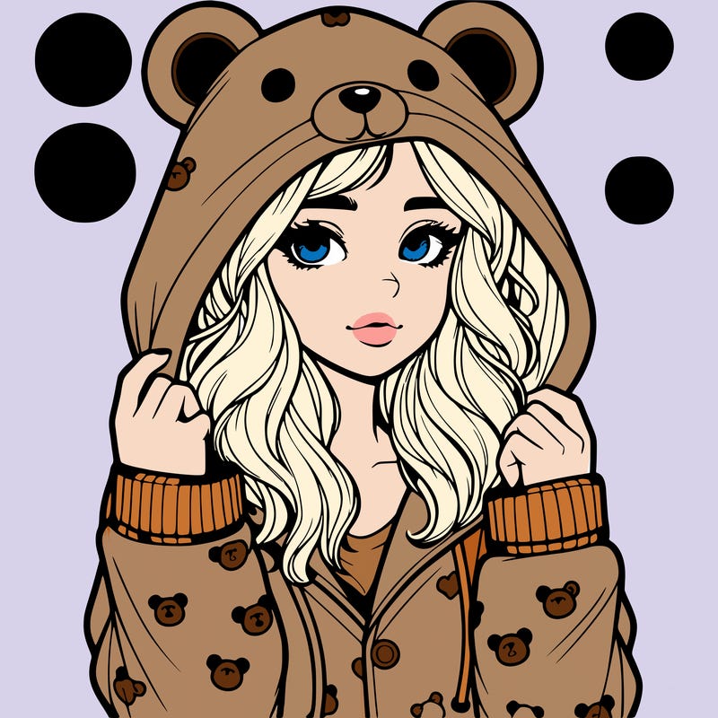 realistic girl in a animal pjs hoodie
