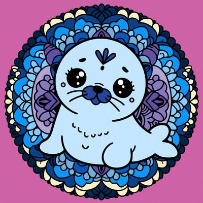 a cute baby seal mandala